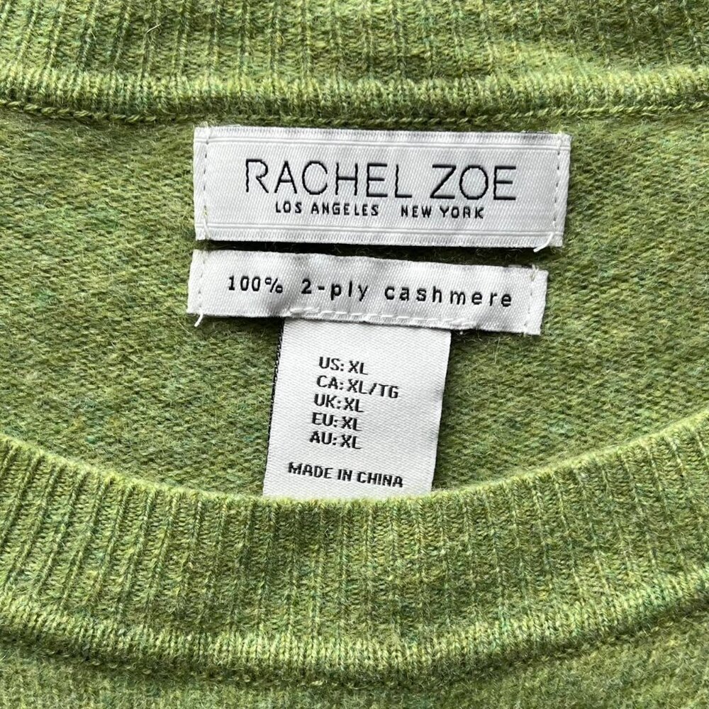 Rachel Zoe Blouse Womens XL Green 100% Cashmere Luxury Cottagecore Fairy - Picture 2 of 6